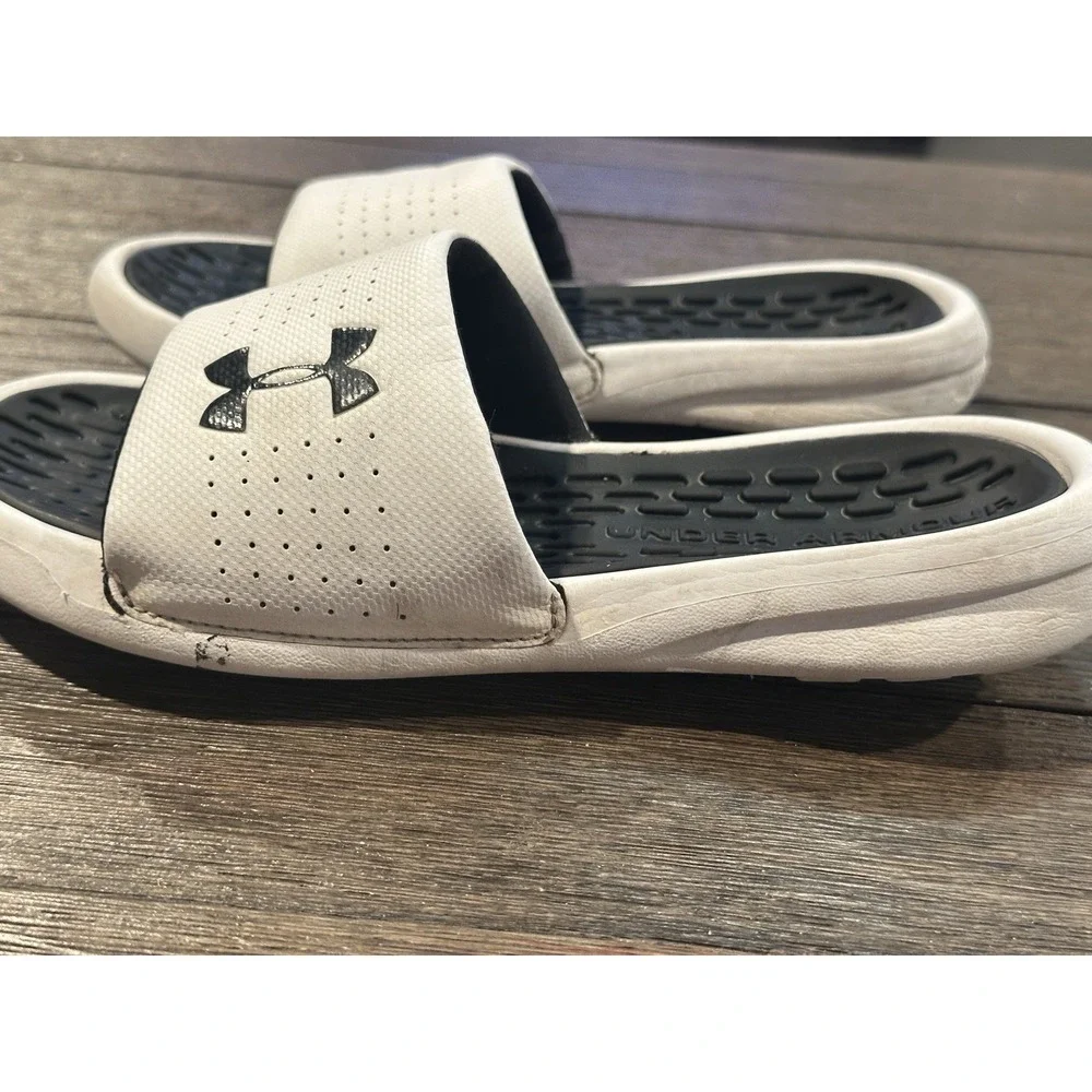 Youth Under Armour Slides Sandals White Sz 5Y sports summer outside